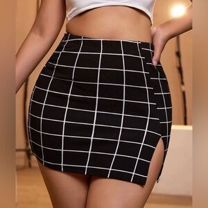 🔥3 for $20🔥 New Plaid Print Split Bodycon Skirt, Casual High Waist Mini Skirt.